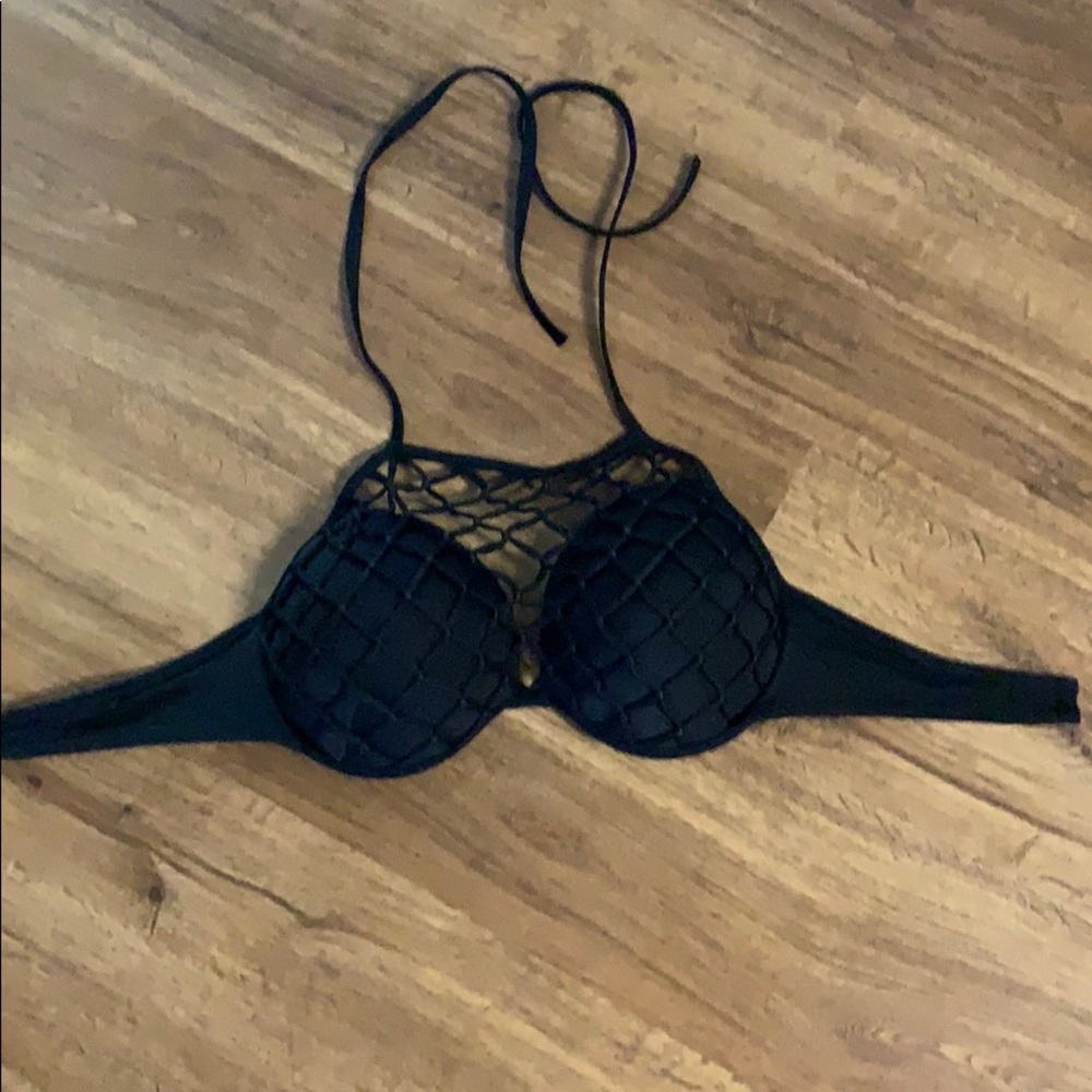Caged black swimsuit top